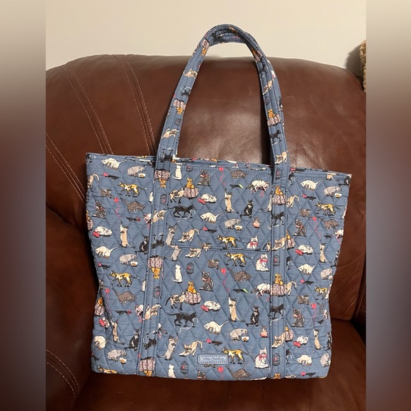 Vera Bradley Handbags - Vera Bradley Blue Cat’s Meow Pattern Tote NWOT